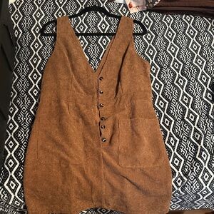 SHEIN Brown Corduroy Button-Down Dress